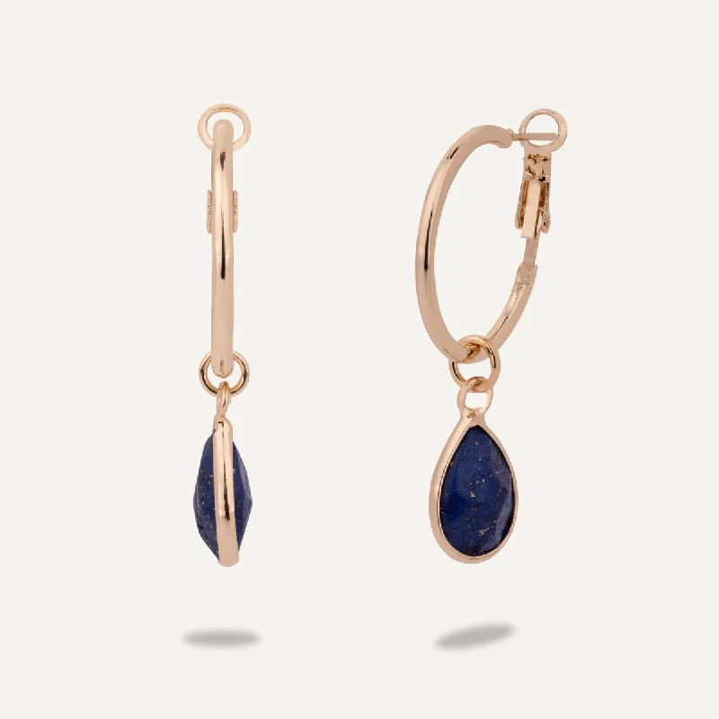 stylish earrings for women -pearl necklaces for women -Lapis Lever Earrings In Gold-Tone