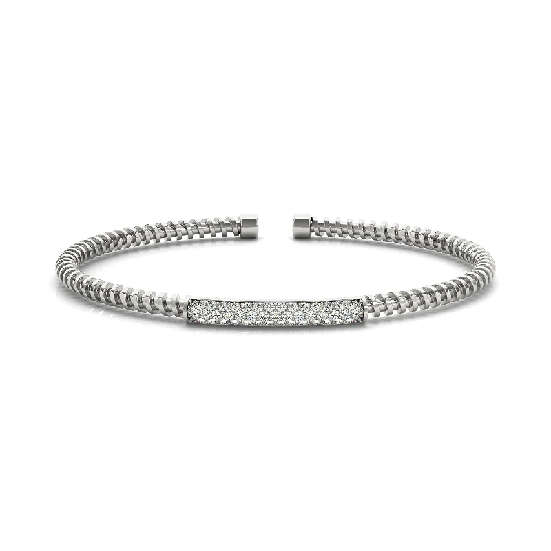 beautiful wedding bangles -birthday gift necklaces for women -Screw Design 0.50 ctw Round Diamond Cuff Bangle Bracelet