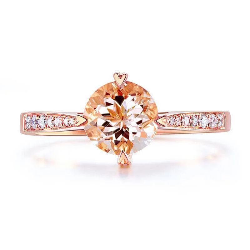 large diamond engagement rings -high-end necklaces for women -14K Rose Gold 1.2 Ct Peach Morganite & Natural Diamond Ring