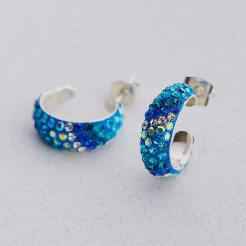 romantic earrings for women -silver pendant necklaces for women -Mosaic Crystal Hoop Earrings