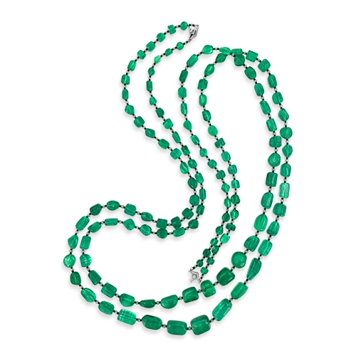 bridal necklaces for women -bridal necklaces for women -Emerald Bead & Diamond Necklace