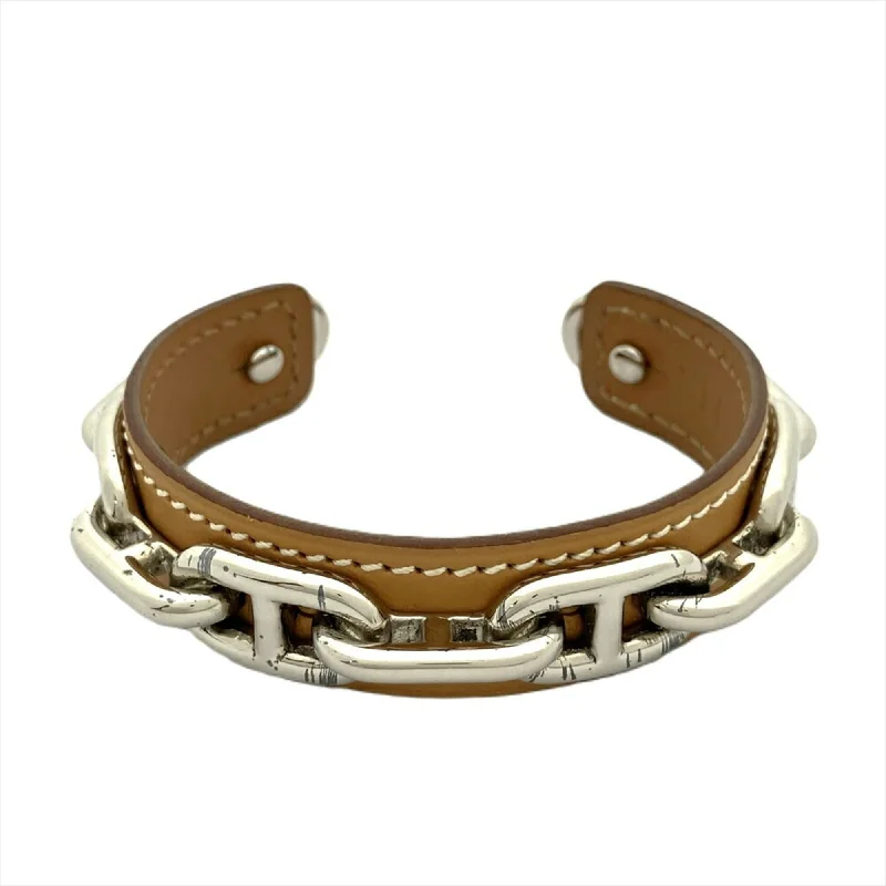 elegant bracelets for women -statement necklaces for women -Hermes   Leather Metal Bangle (Pre-Owned)