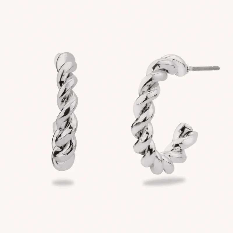 timeless earrings for women -handcrafted necklaces for women -Alesha Twisted Post Earrings In Silver-Tone