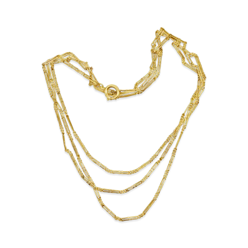 cute necklaces for women -cute necklaces for women -Gold Curb Link & Bar Estate Chain Necklace