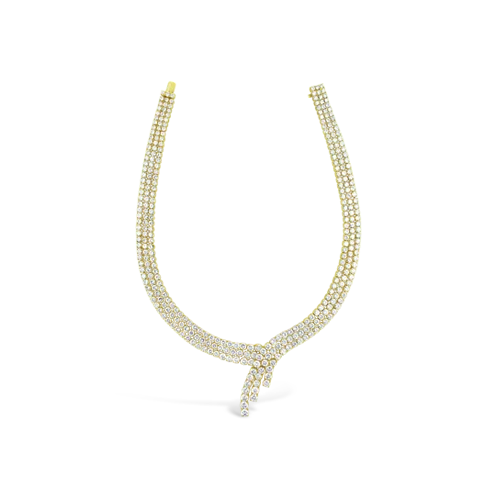 layered gold necklaces for women -stylish modern necklaces for women -Three Strand Diamond Estate Necklace