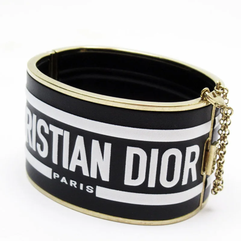 chic women’s bangles -stylish chain necklaces for women -Christian Dior   Leather Metal Bangle (Pre-Owned)