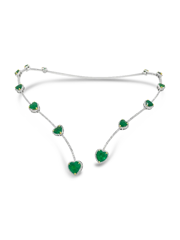 delicate crystal necklaces for women -women’s pearl pendants -Heart Shaped Emerald & Diamond Necklace