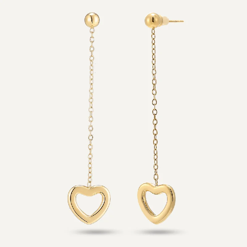 luxury gold earrings -silver chain necklaces for women -Heart Shape Post Earrings In Gold-Tone