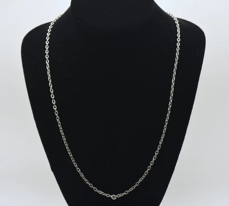 classic necklaces for women -classic necklaces for women -Vintage Silver Tone Metal Textured Rolo Link Chain Necklace - 24"