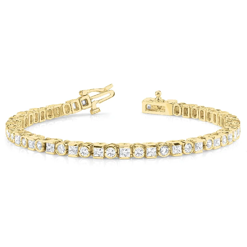 bangle bracelets for women -stylish necklaces for women -5.20 ct. Princess & Round Diamond Bezel and Channel Set Tennis Bracelet