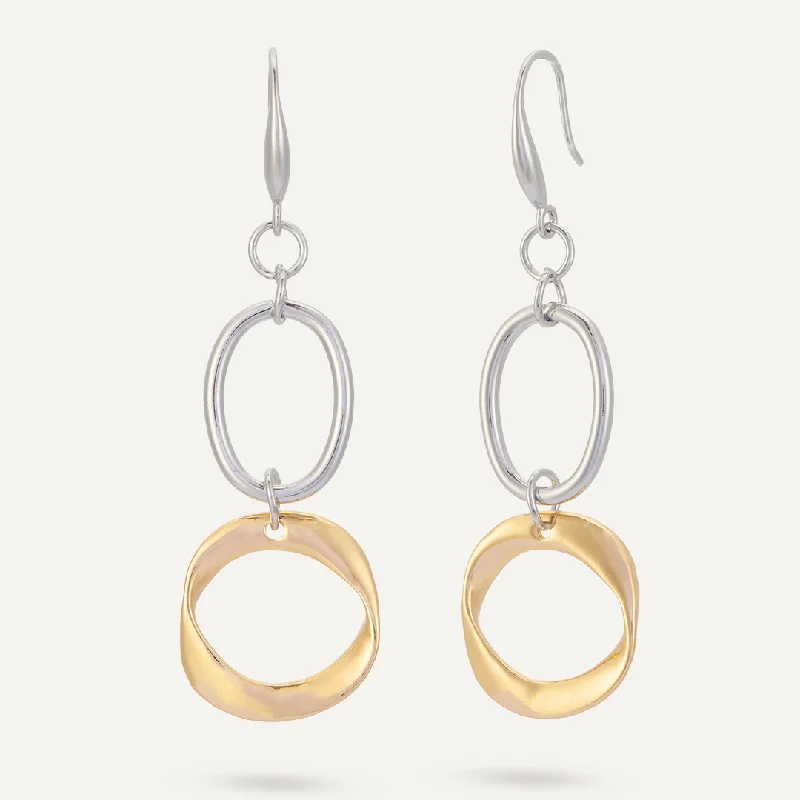 hoop earrings for evening wear -men’s and women’s matching necklaces -Abstract Geometric Hook Earrings In Gold & Silver Tone