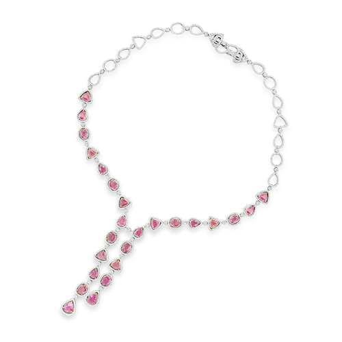 celestial necklaces for women -women’s sparkling necklaces -Pink Sapphire & Diamond Necklace