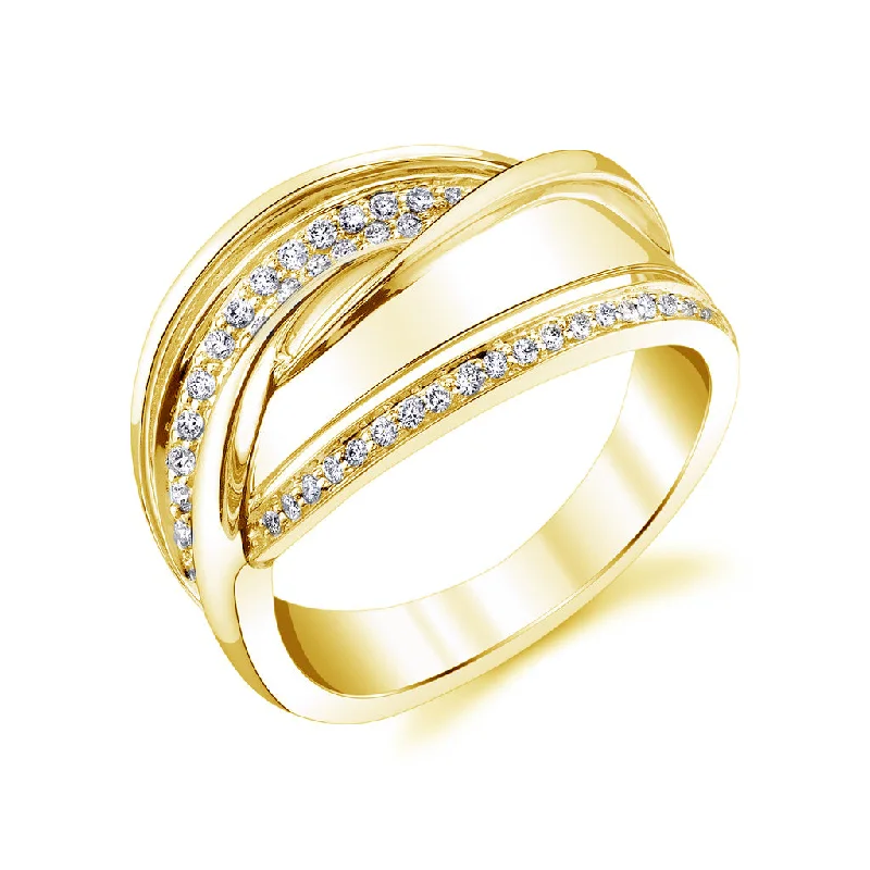 delicate rings for women -bridal necklaces for women -14K Yellow Gold Fashion Diamond Bypass Ring