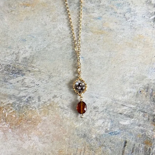 adjustable necklaces for women -adjustable necklaces for women -Granite & Hessonite 17" Necklace