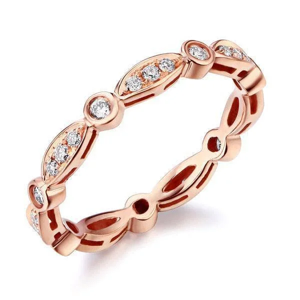 custom-made engagement rings for women -layered chain necklaces for women -14K Rose Gold Vintage Ring 0.3ct Natural Diamonds