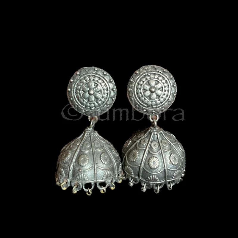 fashion earrings for women -long necklaces for women -Oxidized German Silver Jhumka Earring