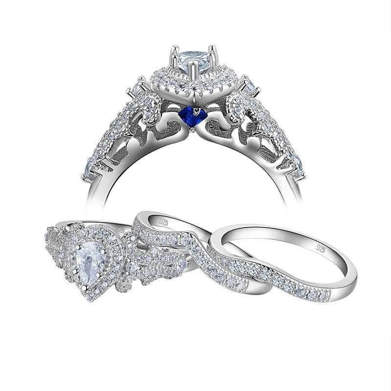 romantic engagement rings for women -bridal shower necklaces for women -1.4 Ct Pear Cut Diamond Ring Set