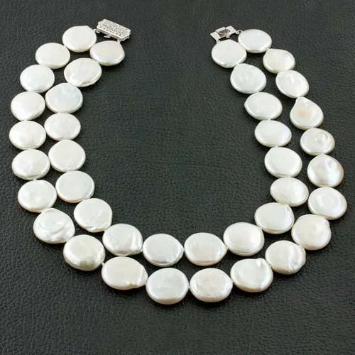 layered necklaces for women -layered necklaces for women -Double Strand Coin Pearl Necklace