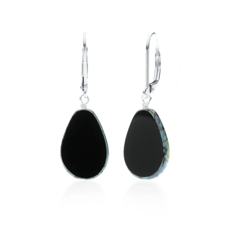 fancy earrings for women -beautiful gemstone necklaces for women -Black Glass Beaded Teardrop Earrings