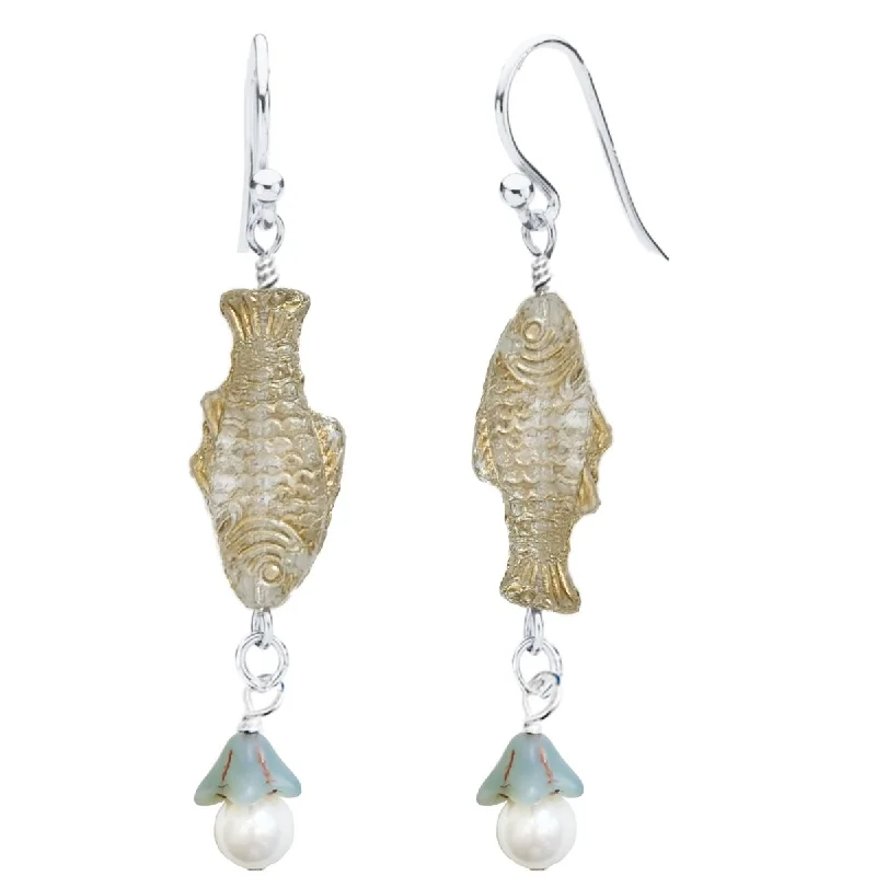 unique earrings for women -adjustable necklaces for women -Fish Glass Beaded Drop Earrings