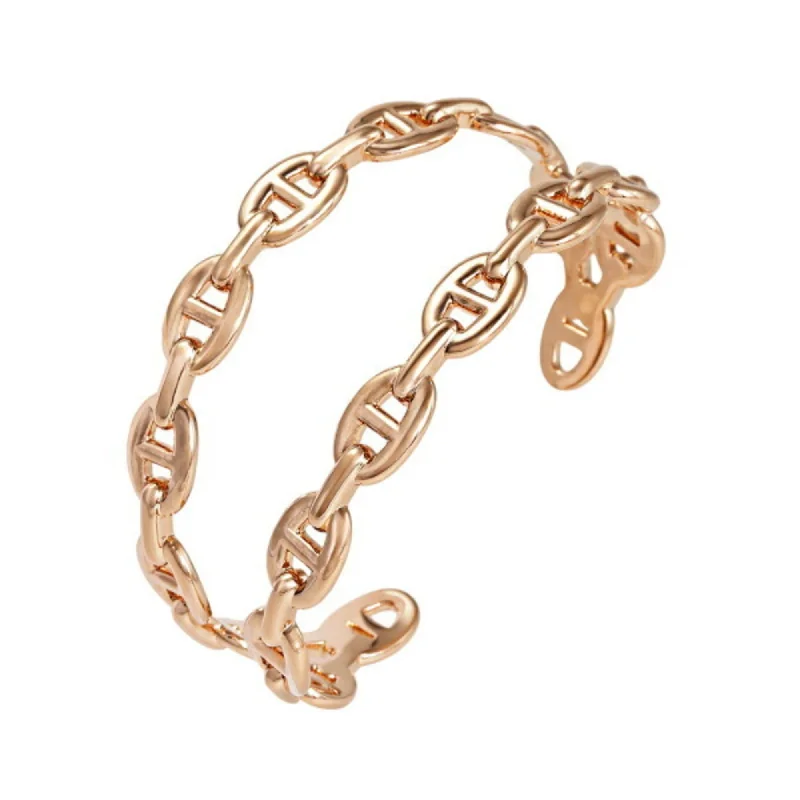 trendy bangle bracelets -matching necklaces for women -Hermes Chaine D'ancre pink  (18K) Charm Bracelet (Pre-Owned)