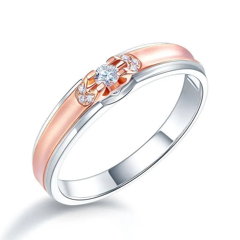 rose gold engagement rings -vintage necklaces for women -14K White & Rose Gold 2 Tone Wedding Band Diamond