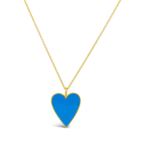 luxury pendant necklaces for women -trendy choker necklaces for women -Blue Enamel Heart Necklace