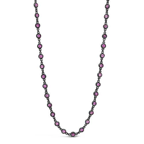 celestial necklaces for women -women’s sparkling necklaces -Pink Sapphire Chain Necklace