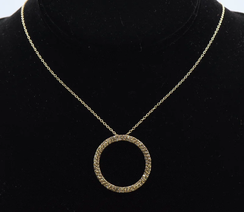 designer necklaces for women -designer necklaces for women -Vermeil Diamonds Hoop Pendant Chain Necklace - 18"