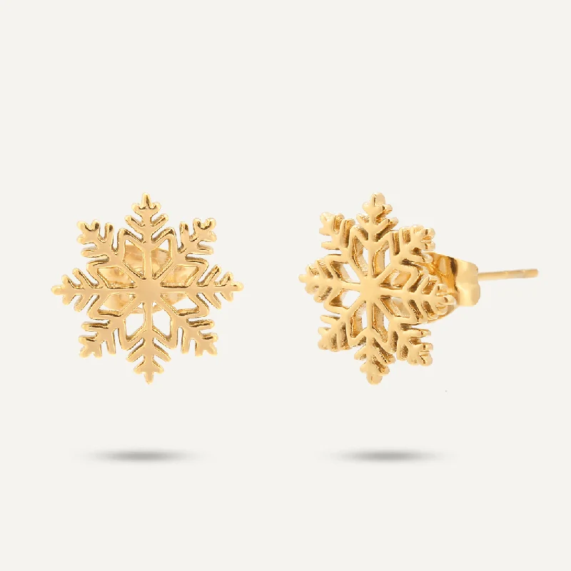 fashion-forward earrings for women -statement pendant necklaces for women -Snowflake Stud Earrings In Gold-Tone