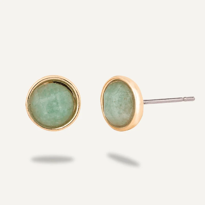 trendy earrings for parties -women’s sparkling necklaces -Natural Chrysoprase Stone Studs In Gold-Tone