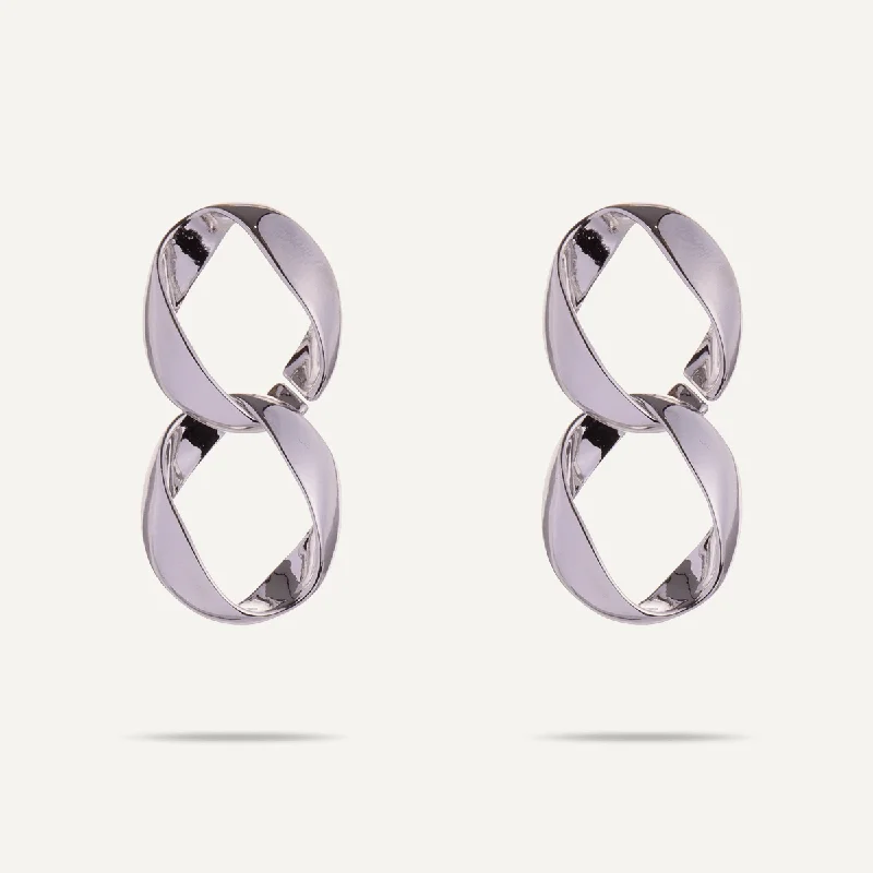 classic diamond earrings -chunky necklaces for women -Zaha Abstract Twisted Circles Drop Earrings In Silver-Tone