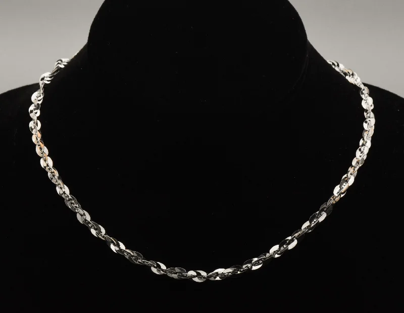 bridal necklaces for women -bridal necklaces for women -Milor - Vintage 950 Silver Tinsel Link Chain Necklace - 16"