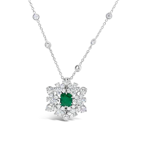 crystal charm necklaces for women -creative design necklaces for women -Emerald & Diamond Necklace