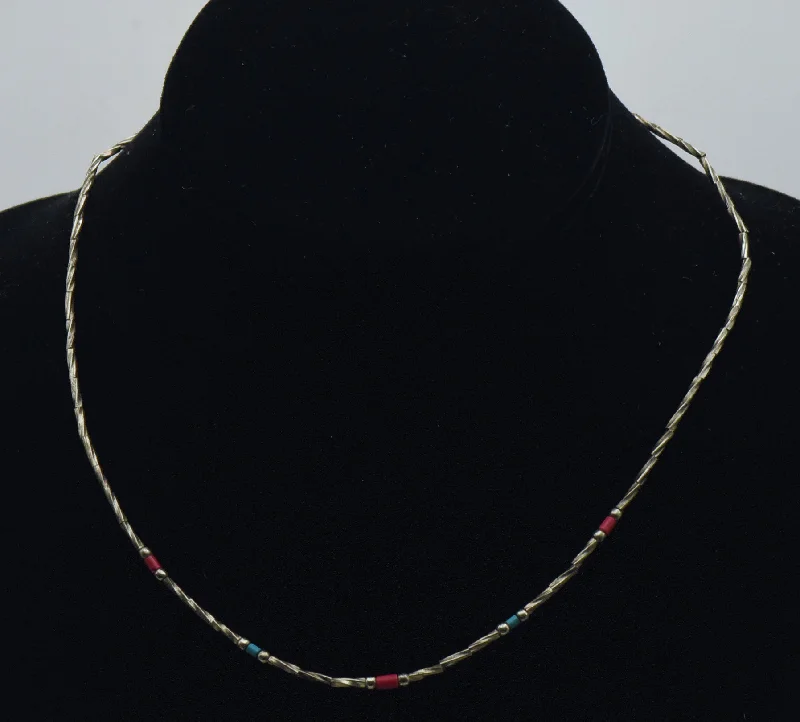 sterling silver necklaces for women -sterling silver necklaces for women -Vintage Silver Tone Metal Beaded Necklace - 17"