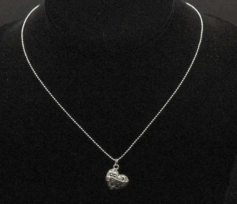 sterling silver necklaces for women -sterling silver necklaces for women -Vintage Sterling Silver and Marcasite Heart Pendant on Stainless Steel Chain Necklace - 16"