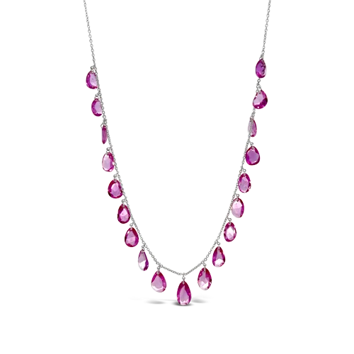 double chain necklaces for women -women’s layered gold necklaces -Pink Briolette Sapphire Necklace