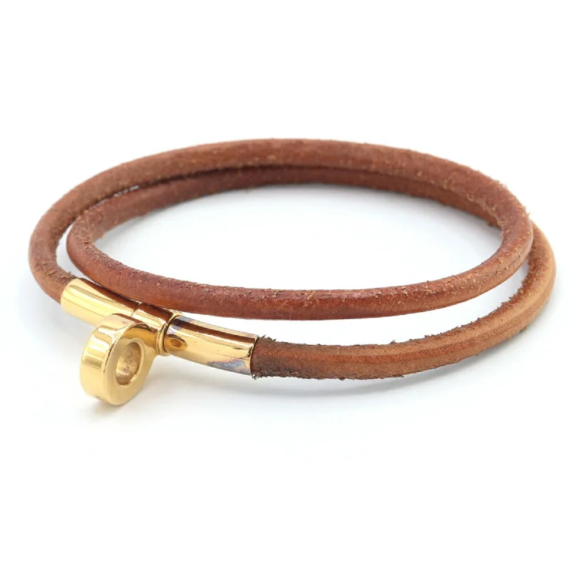 bangles with diamonds for women -elegant necklaces for women -Hermes  Leather Metal Charm Bracelet (Pre-Owned)