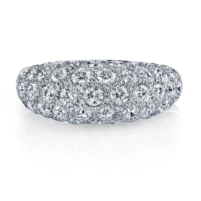 modern rings for women -unique necklaces for women -18K White Gold Diamond Pave Domed Shaped Ring