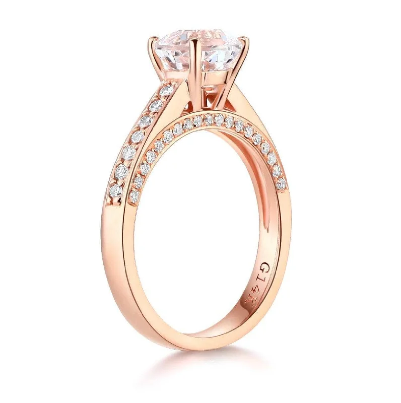 vintage inspired diamond engagement rings -delicate crystal necklaces for women -14K Rose Gold 1.2 Ct Topaz 0.42 Ct Natural Diamond Ring