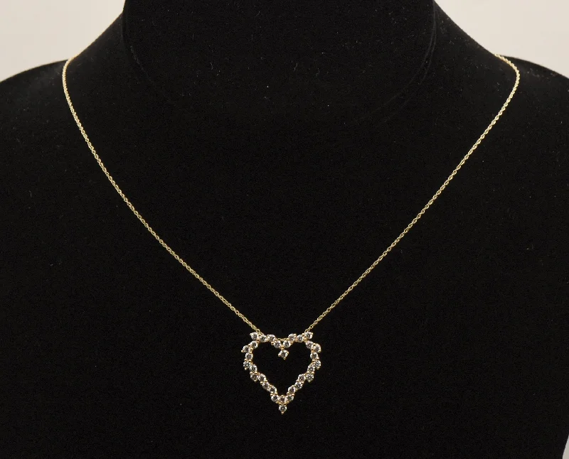 statement necklaces for women -statement necklaces for women -14K Gold Diamonique CZ Heart Pendant on 14K Gold Chain Necklace - 18"