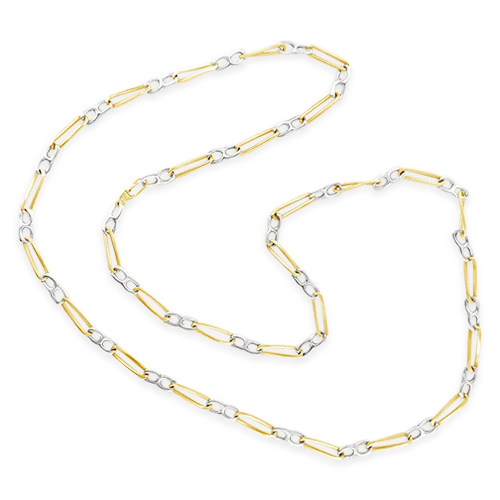 contemporary necklaces for women -personalized engraving necklaces for women -White & Yellow Gold Italian Chain Necklace