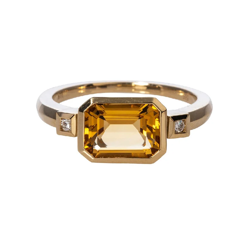 gold rings for women -gold necklaces for women -Citrine & Diamond 14K Yellow Gold Ring