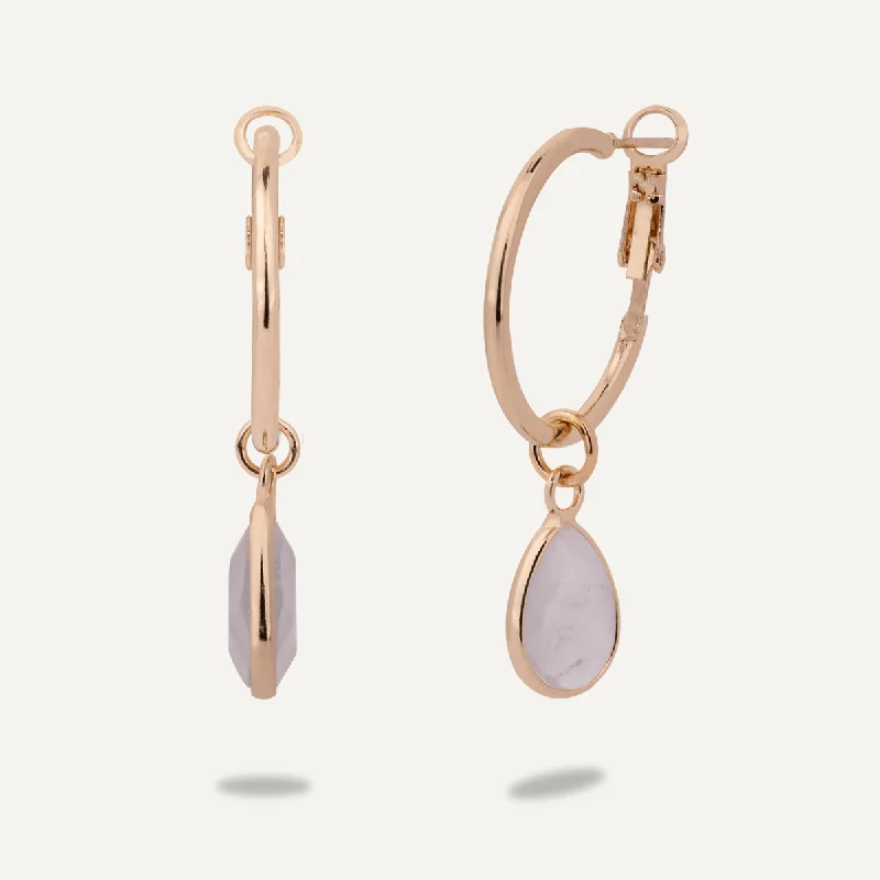 custom hoop earrings for women -high-end necklaces for women -Moonstone Lever Earrings In Gold-Tone