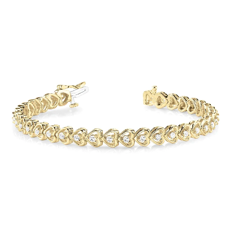 minimalistic bracelets for women -lucky charm necklaces for women -1.25 ctw Round Diamond Hearth Shaped Tennis Bracelet