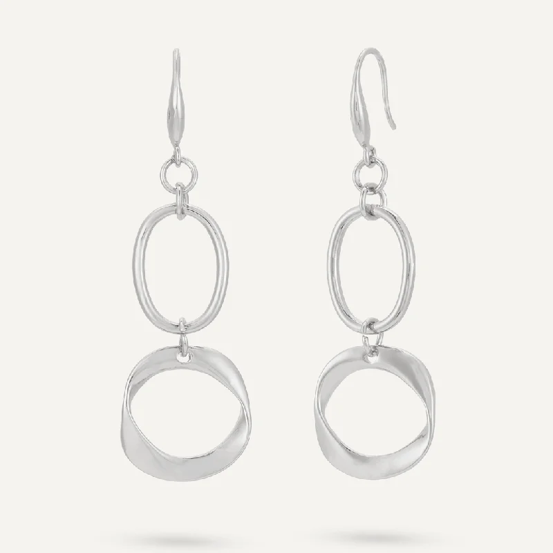 elegant hoop earrings -stylish modern necklaces for women -Abstract Geometric Hook Earrings In Silver-Tone