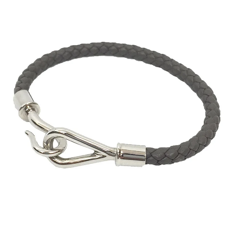 minimalistic bracelets for women -lucky charm necklaces for women -Hermes  Brass Leather Charm Bracelet (Pre-Owned)