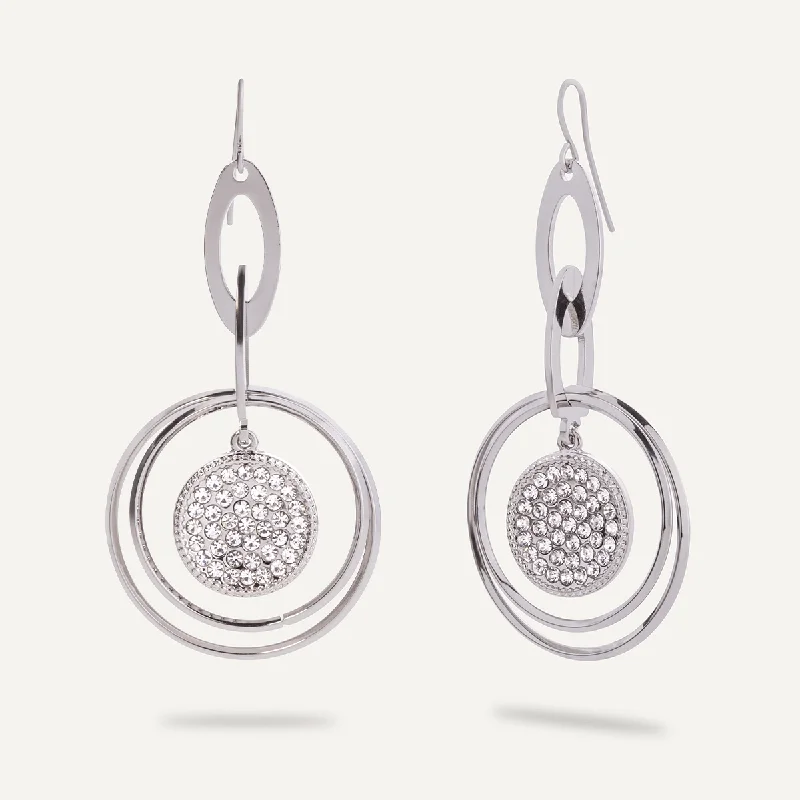 silver hoop earrings for women -luxury necklaces for women -Vivienne Crystal Geometric Dangle Earrings In Silver-Tone