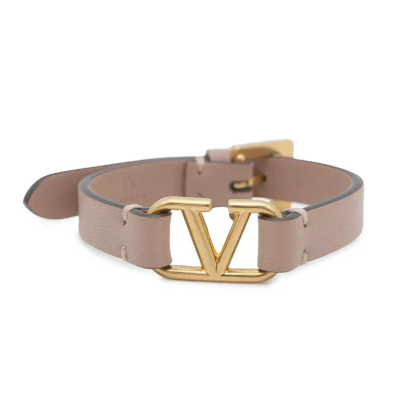 adjustable gold bracelets -personalized engraving necklaces for women -Valentino Garavani  Leather Charm Bracelet (Pre-Owned)