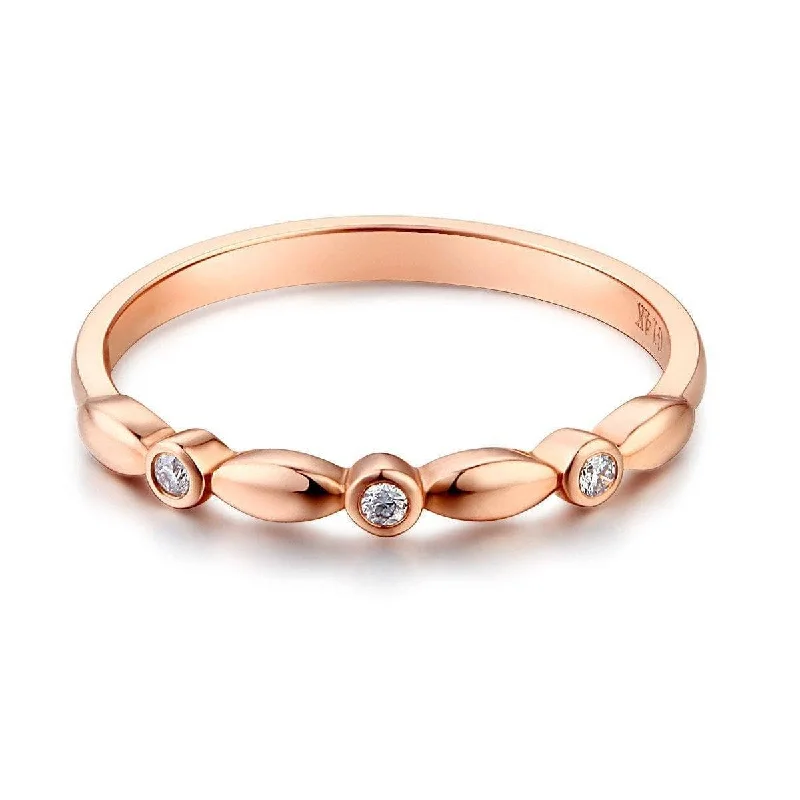 engagement rings with side stones -trendy gold necklaces for women -0.03 Ct Diamond 14k Rose Gold Stackable Ring